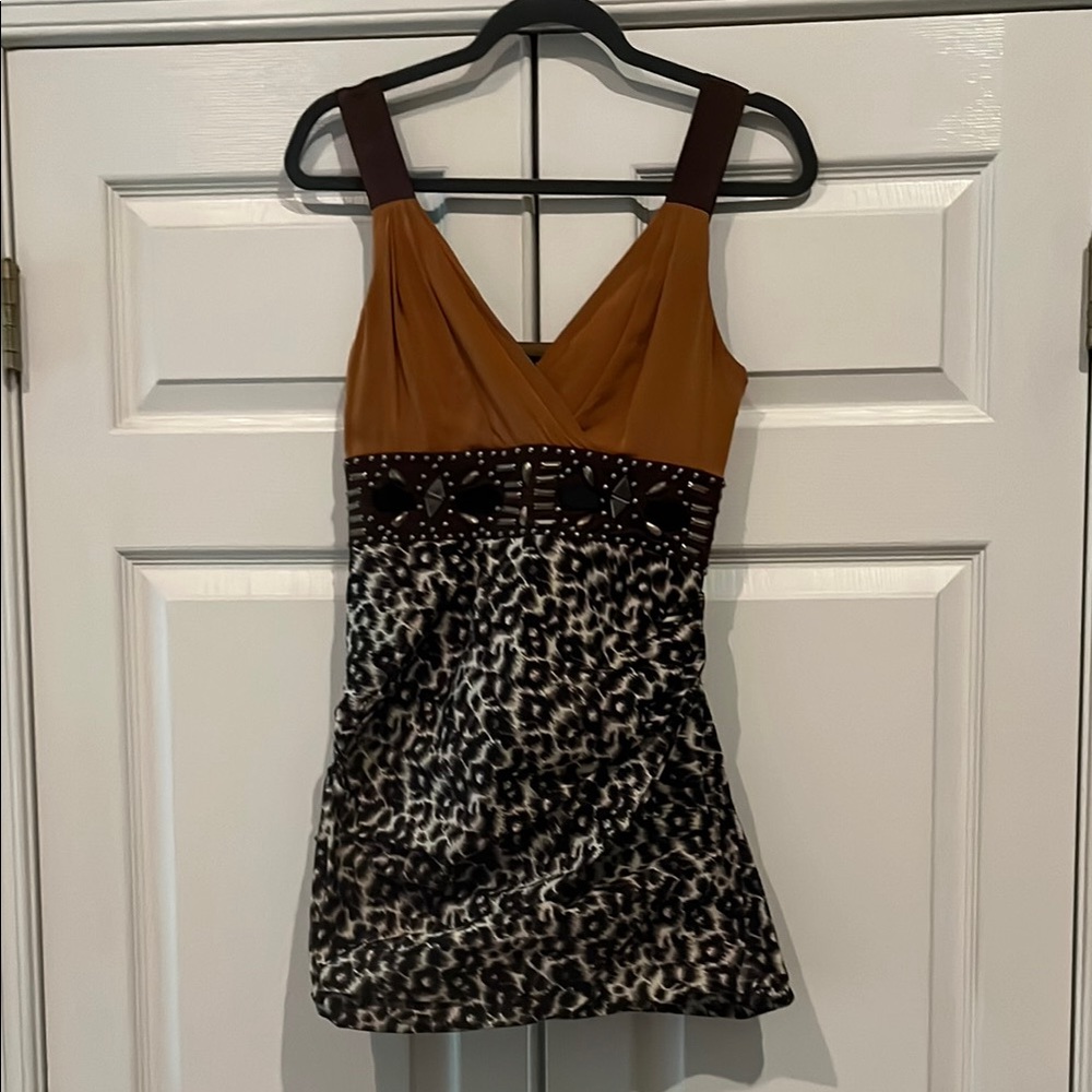 Stylish Brown and Black Leopard Print Top